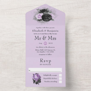 Casamento Floral Gótico Preto Roxo e Prata Tudo