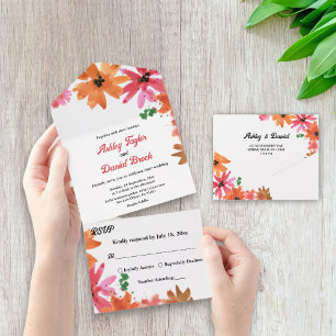 Casamento Floral Laranja Cor de Água Elegante