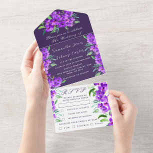 Casamento Floral Lilac-Purple-Watercolor