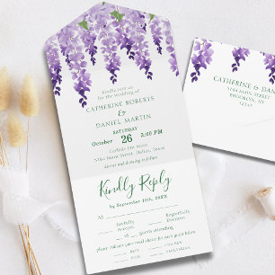 Casamento Floral Lilac Purple Wisteria Watercolor