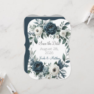 Casamento Floral marinho Azul e Prata Salvar a Dat