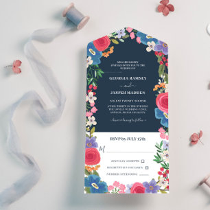 Casamento Floral Marinho de Flores Vermelhas Azuis