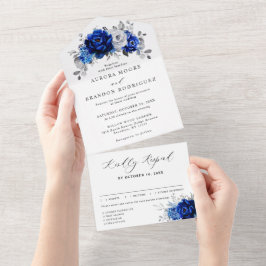 Casamento Floral Metálico Real Blue Silver