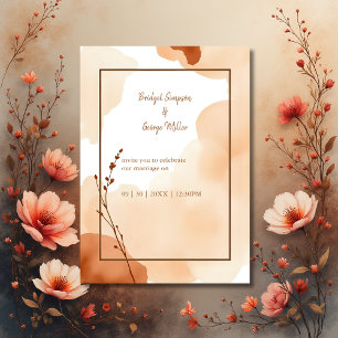 casamento floral mínimo de abstrato boho castanho