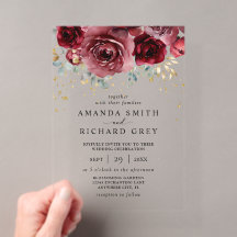 Casamento Floral Moderno Boho Burgundy Vermelho e 