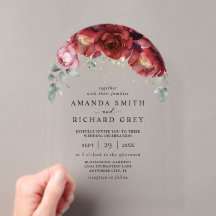Casamento Floral Moderno Boho Burgundy Vermelho e 