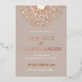 Casamento Floral Moderno de Girassol Rosa Dourado