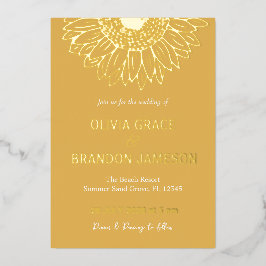 Casamento Floral Moderno e Dourado Amarelo