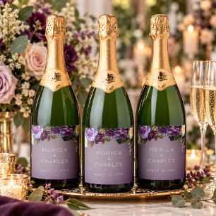 Casamento Floral Moderno Roxo Lavanda Sombrio