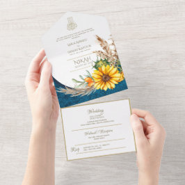 Casamento Floral Muçulmano Islâmico LeahG Blue Sun