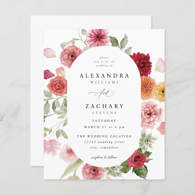 Casamento Floral MultiCor do Verão do Orçamento 2 (Frente/Verso)