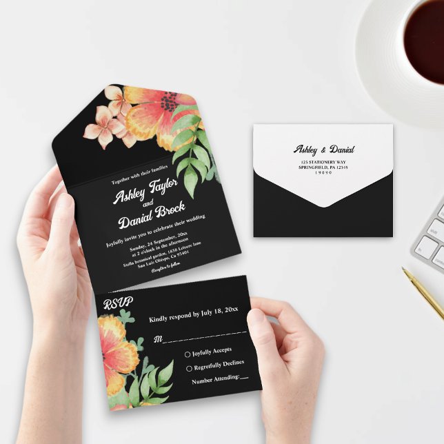 Casamento Floral Negro de Flores Chic Romântica (Criador carregado)