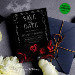 Casamento Floral Negro e Vermelho Guardar Cartão d<br><div class="desc">Anuncie seus futuros núpcias com um toque de elegância e classe com nosso Personalizado Casamento Floral Preto e Vermelho Salve o Cartão de Data, projetado com amor por Mylini Design. Com sua paleta de cores impressionante e um intrincado design floral, este cartão serve como o precursor perfeito para o seu...</div>