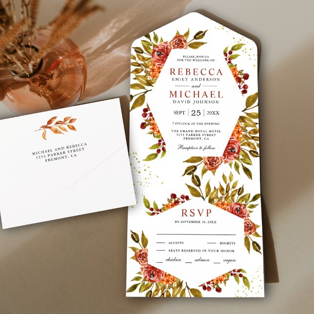 Casamento Floral Outono Laranja Queimado Rústico (Criador carregado)