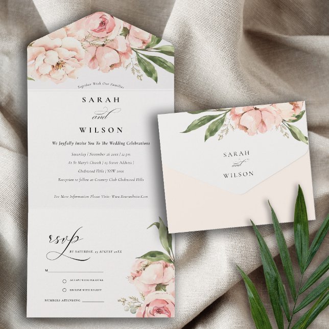 Casamento Floral Pastel Soft Blush Peony Peach (Criador carregado)