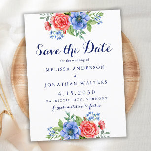 Casamento Floral Patriótico Salvar a Data Convite