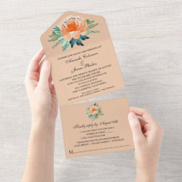 Casamento Floral Peach Watercolor
