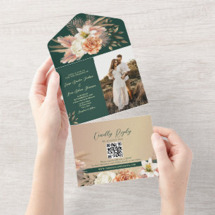 Casamento Floral Pêssego Esmeralda Verde