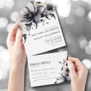 Casamento Floral Preto e Branco Elegante