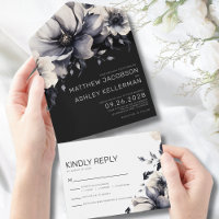 Casamento Floral Preto e Branco Moderno e Elegante