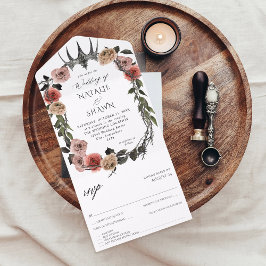 Casamento Floral Preto e Rosa de Halloween