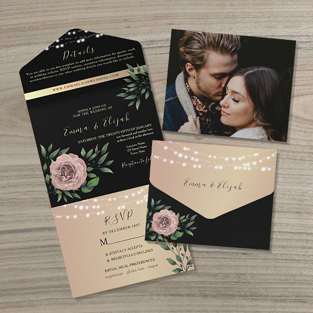 Casamento Floral Preto e Rosa Rústico (Criador carregado)