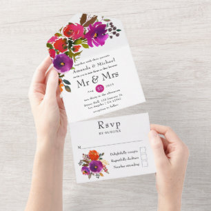 Casamento Floral Púrpura e Laranja