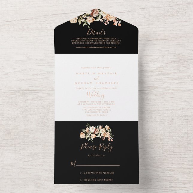 Casamento Floral Real Formal Negro (Inside)