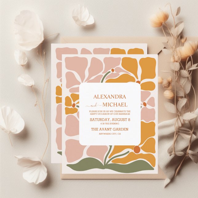Casamento Floral Retro Boho Chic Econômico (Criador carregado)