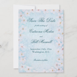 Casamento Floral Romântico Azul Salva O Cartão De