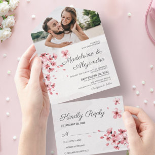 Casamento floral romântico de cereja rosa-chic