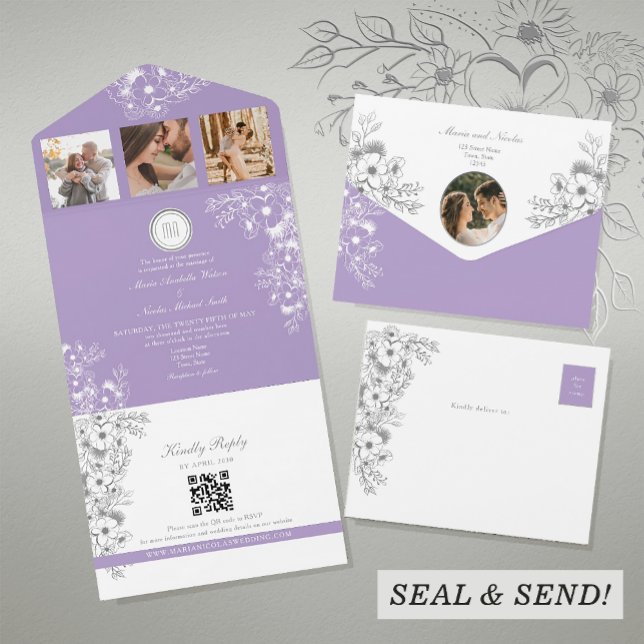 Casamento Floral Romântico Roxo Foto (Criador carregado)