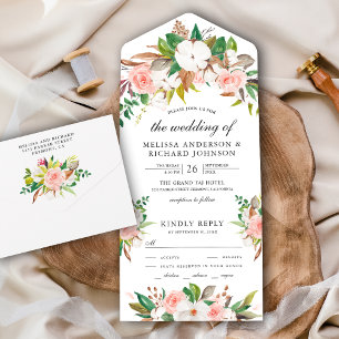 Casamento Floral Rosa Bege Algodão Magnólia Branca