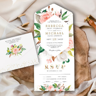 Casamento Floral Rosa Bege Magnólia Branca Rústica