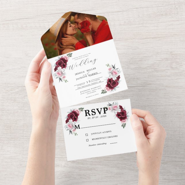 Casamento Floral Rosa Marrom Branco Rústico  (Aba destacável)