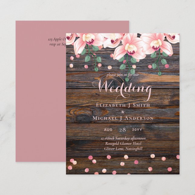 Casamento Floral Rosa Poeira Rústico (Frente/Verso)