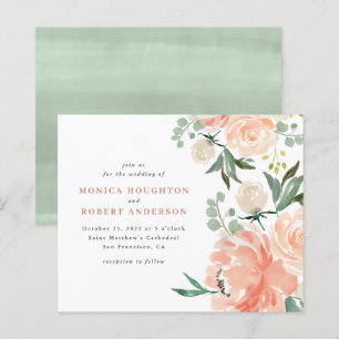 Casamento Floral Rosa Rosa-Rosa Pincelado Pêssego