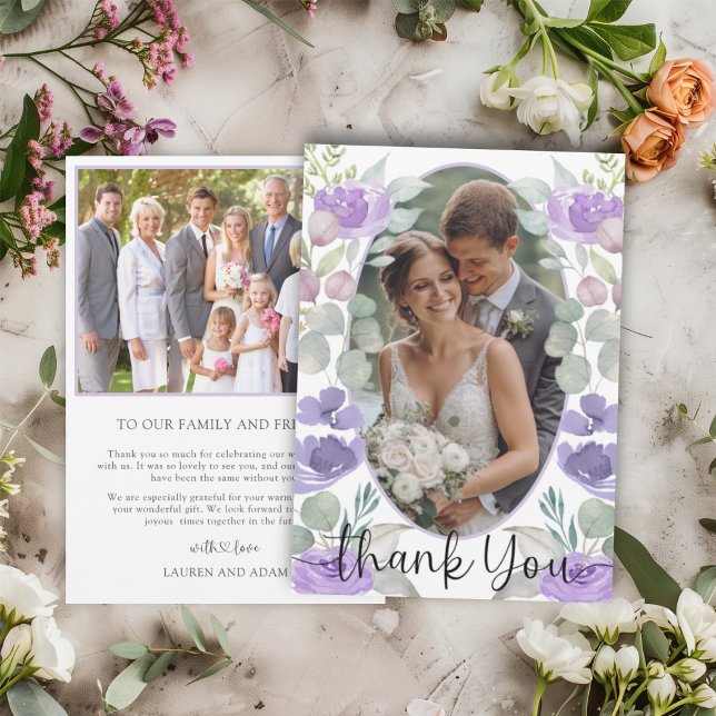 Casamento Floral Roxo Boho Agradecimento (Criador carregado)