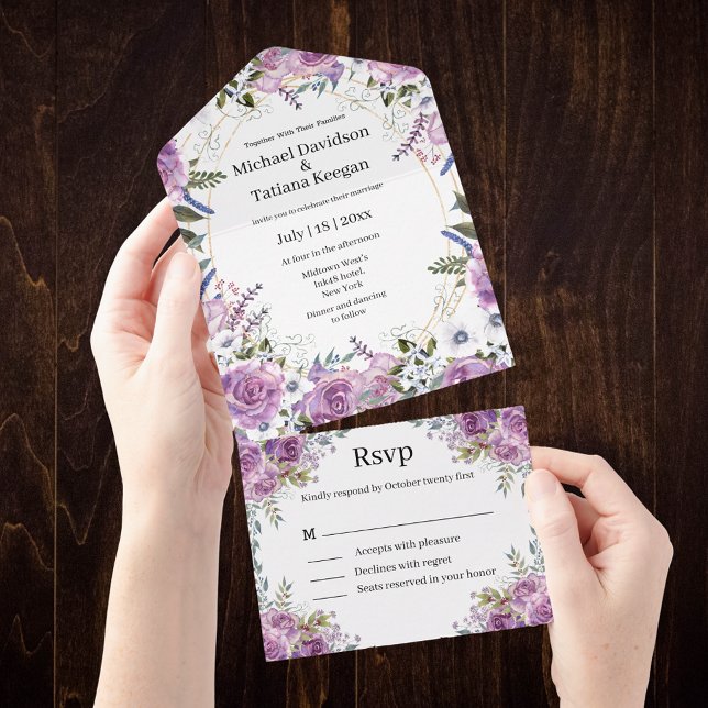 casamento floral roxo de cor-d-água moderna (Criador carregado)