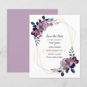 Casamento Floral Roxo Elegante Salvar A Data