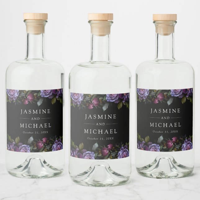 Casamento Floral Roxo Gótico Temperamental (Garrafas)