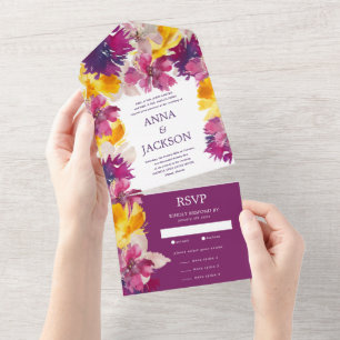 Casamento Floral Roxo Magenta Amarelo Vibrante