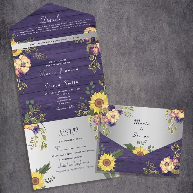 Casamento Floral Roxo Rústico da Floresta (Criador carregado)