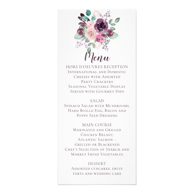 Casamento Floral Roxo Sangria | Menu (Frente)