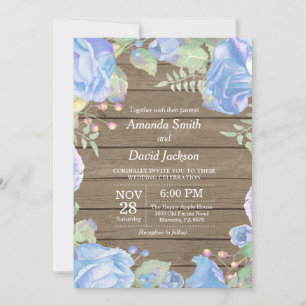 Casamento Floral Russo Convite Azul
