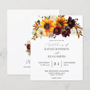 Casamento Floral Russo de Girassol e Borgonha