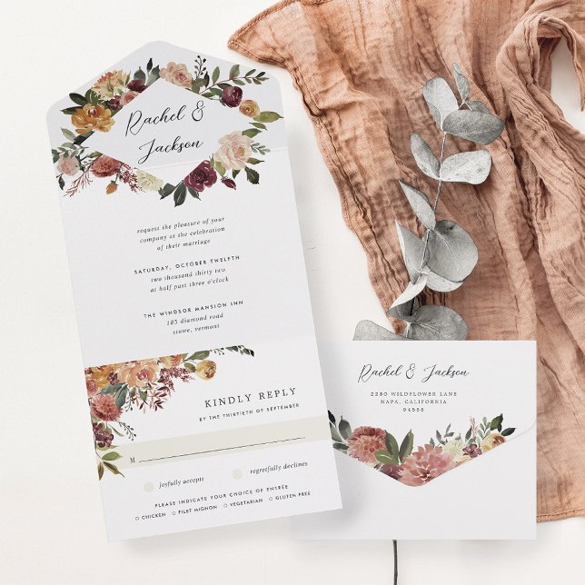 Casamento Floral Rustic Bloom Watercolor (Criador carregado)