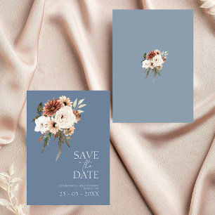 Casamento Floral Rustic Blue Peach Salvar a Data