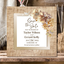 Casamento Floral Rustic Burlap Salvar Data
