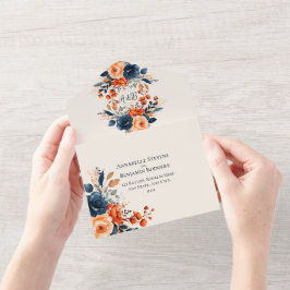 Casamento Floral Rustic Burnt Orange and Blue